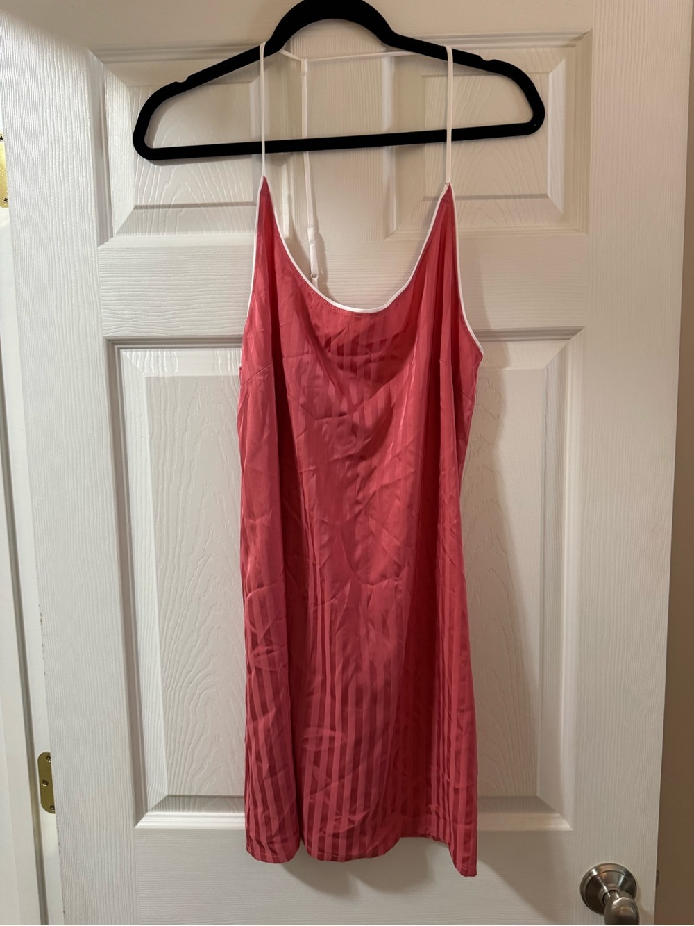 Auden Coral Pink Satin Slip with White Trim